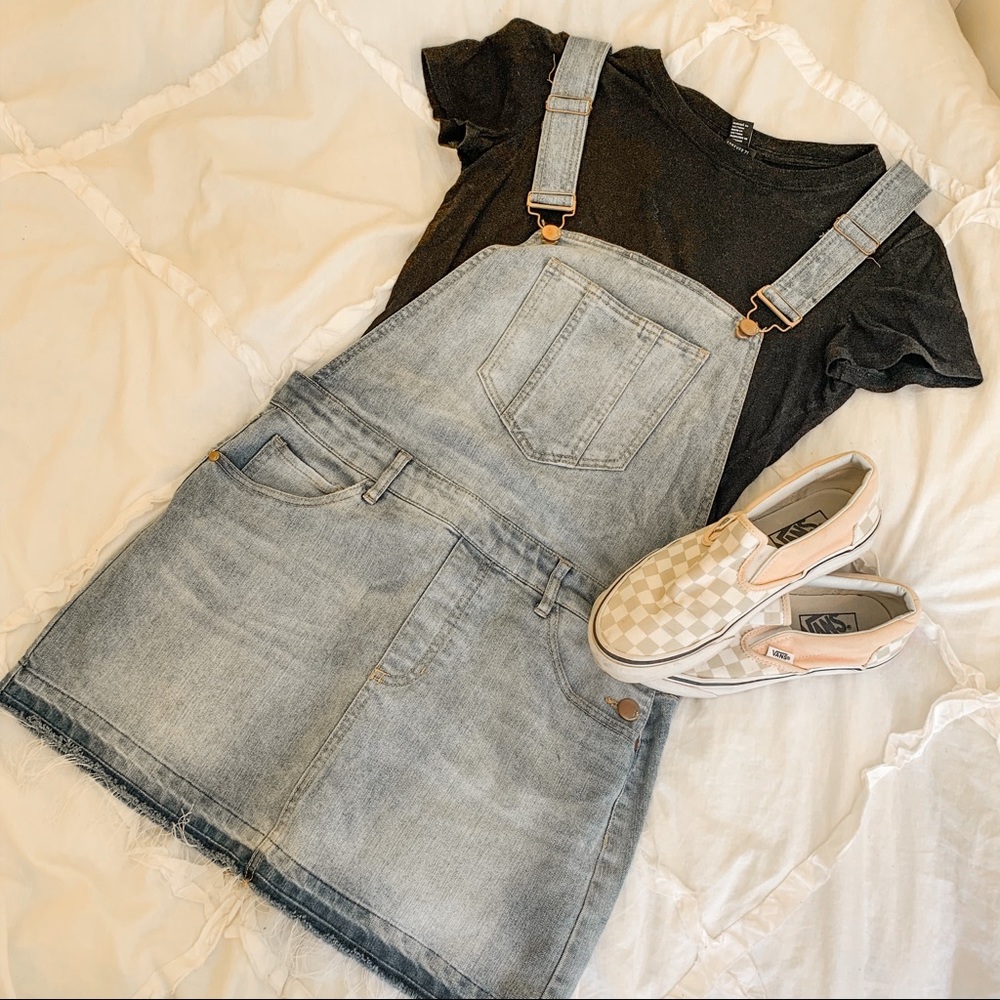 Denim Distressed Overall Dress
